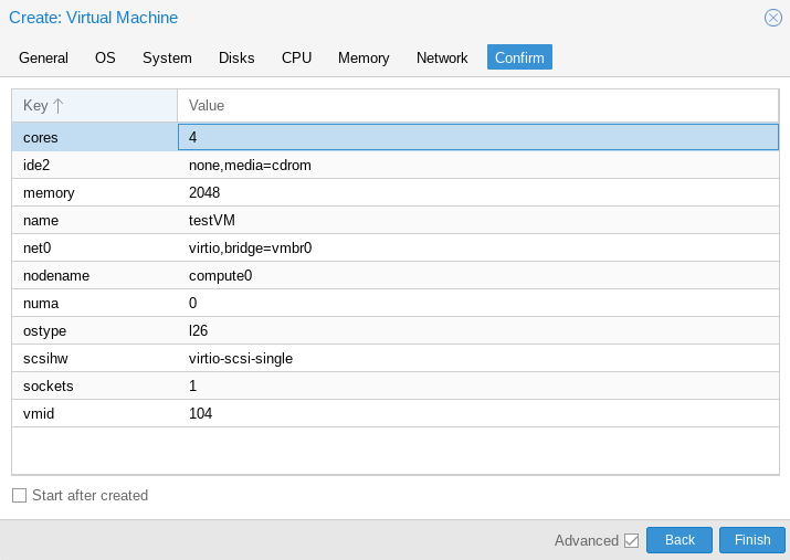 Confirm VM